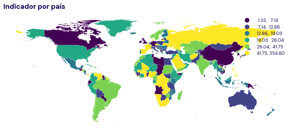 Coroplético mundial por país